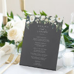 Expositor En L Peonía blanca | Menú Boda de marco floral acuarela<br><div class="desc">Nuestra colección de bodas florales en acuarela de color White Peony presenta una vegetación acuática delicadamente pintada,  follaje botánico verde y flores de marfil y blanco. Personalice este elegante menú de cena de la recepción de bodas con su selección de comidas,  con sus nombres en la parte superior.</div>
