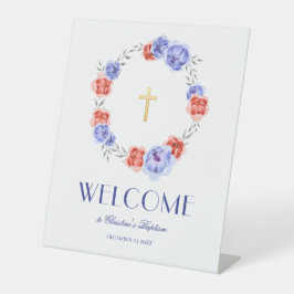 Expositor En L Peony Wreath Watercolor Bienvenida Bautismo Pedest