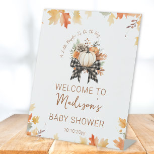 Expositor En L Pequeña Calabaza Baby Shower Floral & Placer Bienv
