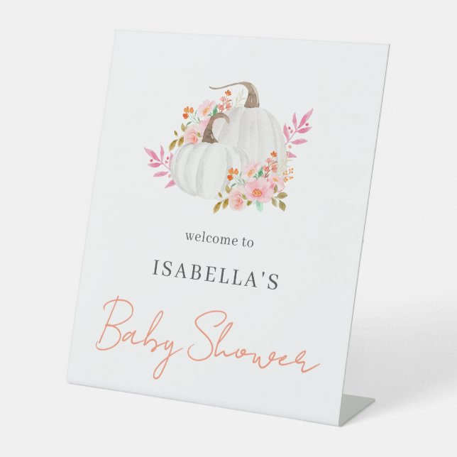 Expositor En L Pequeña Calabaza Simple Minimal Bienvenida Baby Sh (Anverso)