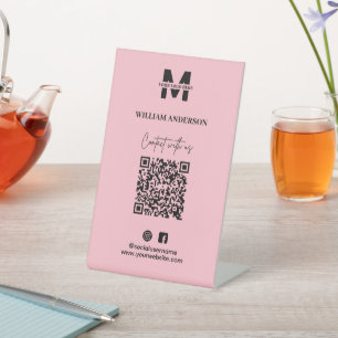Expositor En L Pequeña empresa Instagram Facebook Código QR Rosa