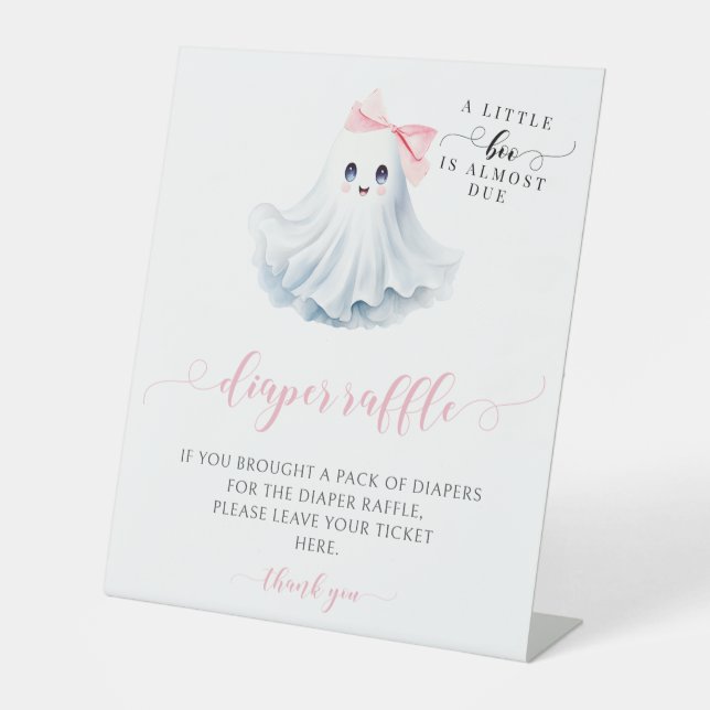 Expositor En L Pequeño Bote Rosa Cute Bow Baby Shower Diaper Raff (Anverso)