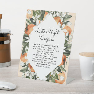 Expositor En L Pequeño cutie Baby Shower Poster de pañales noctur