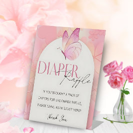 Expositor En L Pequeño Rótulo de mariposa Baby Shower Diaper Raff