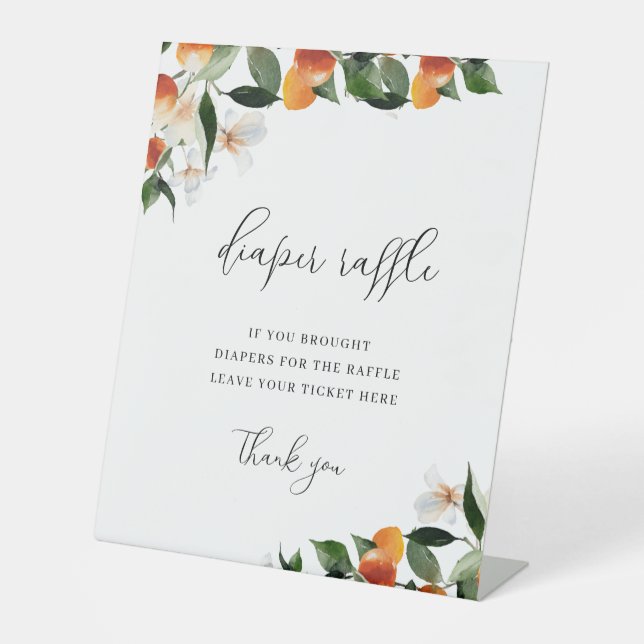 Expositor En L Pequeño signo de rifa de pañales de ducha de bebé  (Anverso)