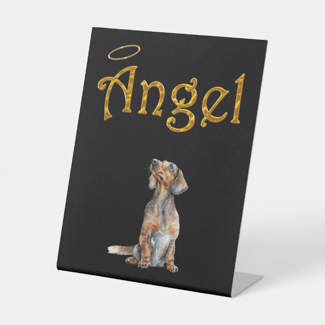 Expositor En L Pérdida del Rótulo de la mesa de Angel Dachshund (Anverso)