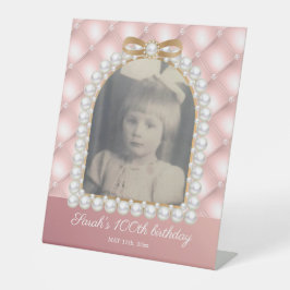 Expositor En L Perlas Blancas Rosadas Cumpleaños 100 Aniversario 