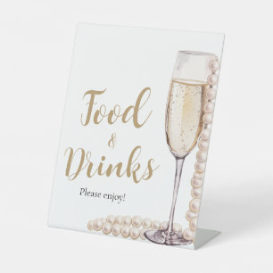 Expositor En L Perlas de oro y Prosecco Champagne comida y bebida