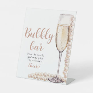Expositor En L Perlas de oro y Rótulo Prosecco Champagne Bubbly B