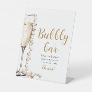 Expositor En L Perlas de oro y Rótulo Prosecco Champagne Bubbly B