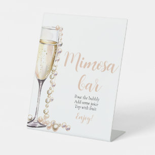 Expositor En L Perlas de oro y Rótulo Prosecco Champagne Mimosa B