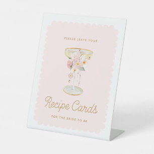 Expositor En L Perlas rosadas y Rótulo de tarjetas de recetas Pro