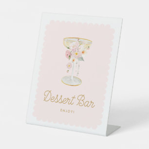Expositor En L Perlas rosas y Rótulo de postres Prosecco Bar