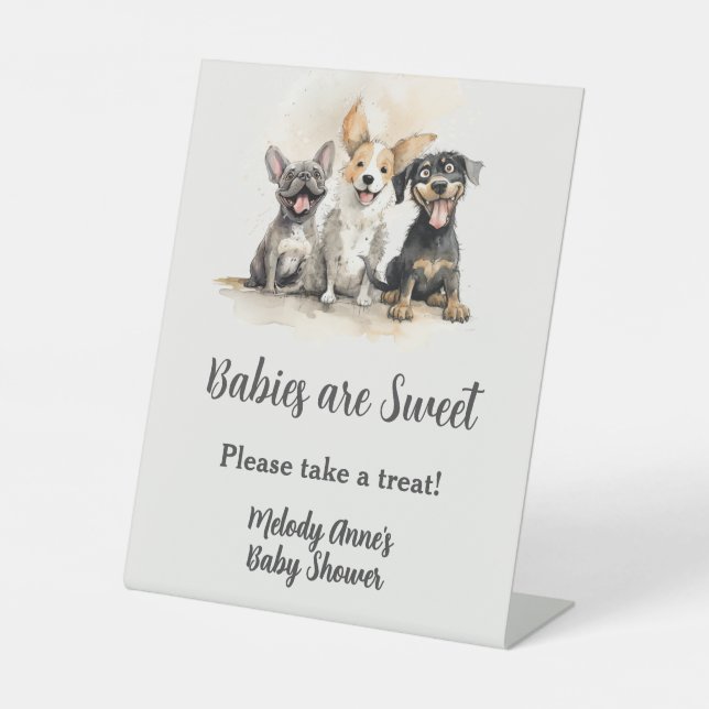 Expositor En L Perro picante mancha a niño tratado con Baby Showe (Anverso)