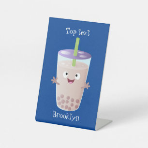 Expositor En L Personaje de dibujos animados de burbujas de té li