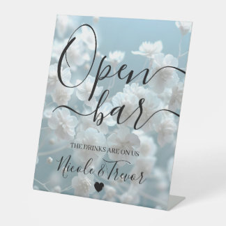 Expositor En L Personaliza: Flores Blancas Boda Azul Bar Abierto