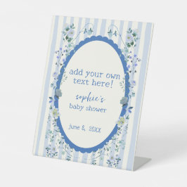 Expositor En L Personalizable de color azul Wreath Baby Shower