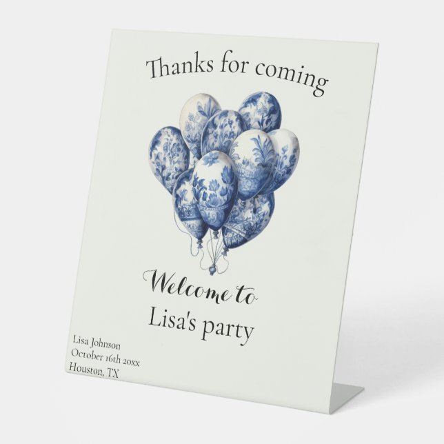 Expositor En L Personalizable Delft Blue Balloons (Anverso)