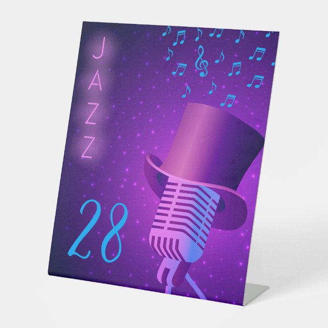 Expositor En L Personalizable Jazz Club Mesa Rótulo Pedestal (Anverso)