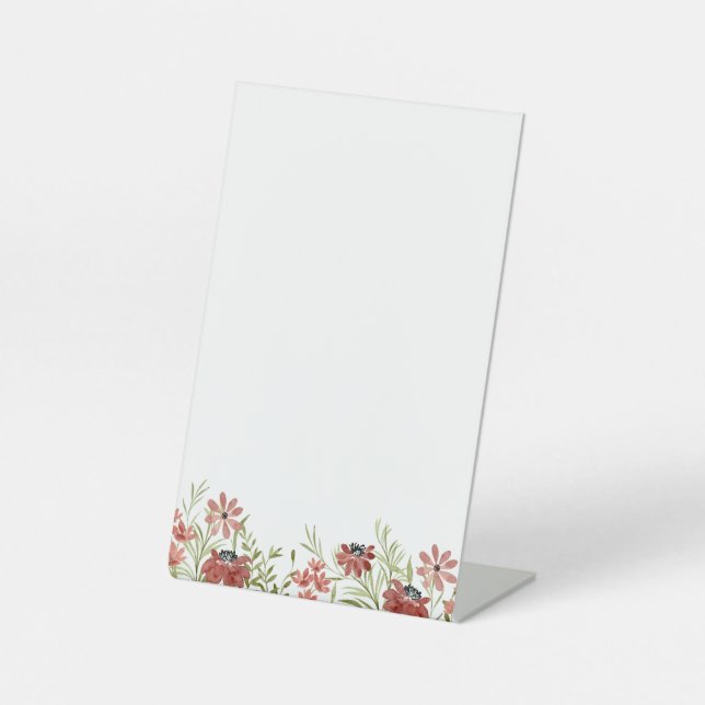 Expositor En L Personalizable Rótulo Burgundy Wildflower (Anverso)