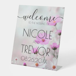 Expositor En L Personalizadas Flores delicadas rosadas Bienvenida