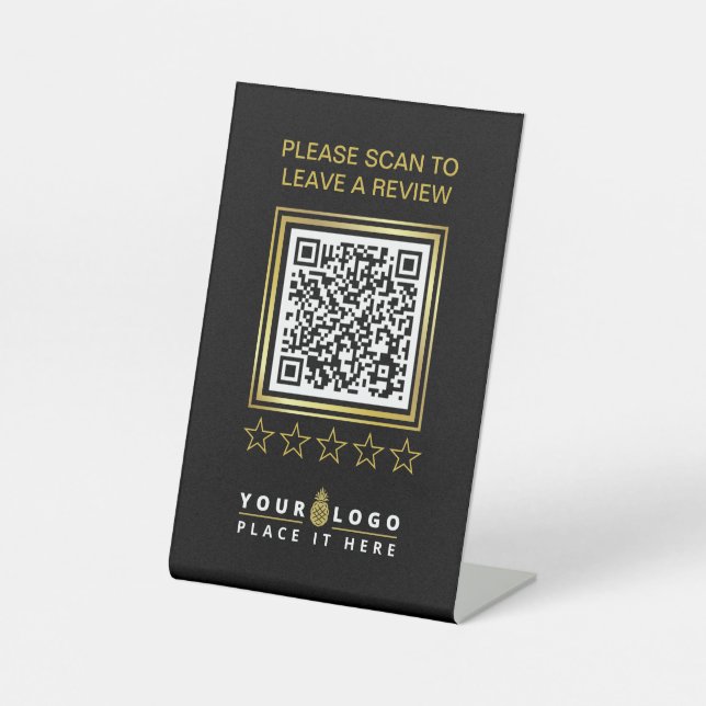 Expositor En L Personalizado Black Gold QR Company Business Logo  (Anverso)