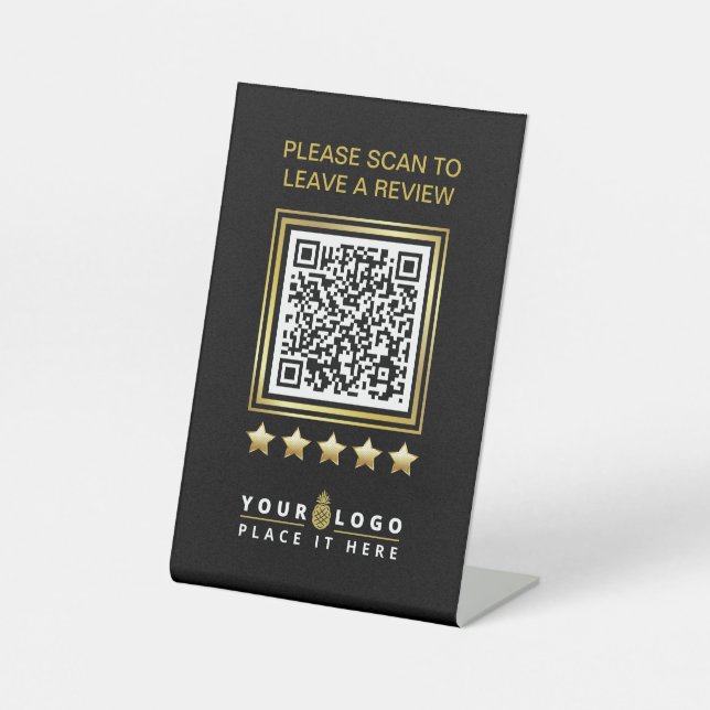 Expositor En L Personalizado Black Gold QR Company Business Logo  (Anverso)