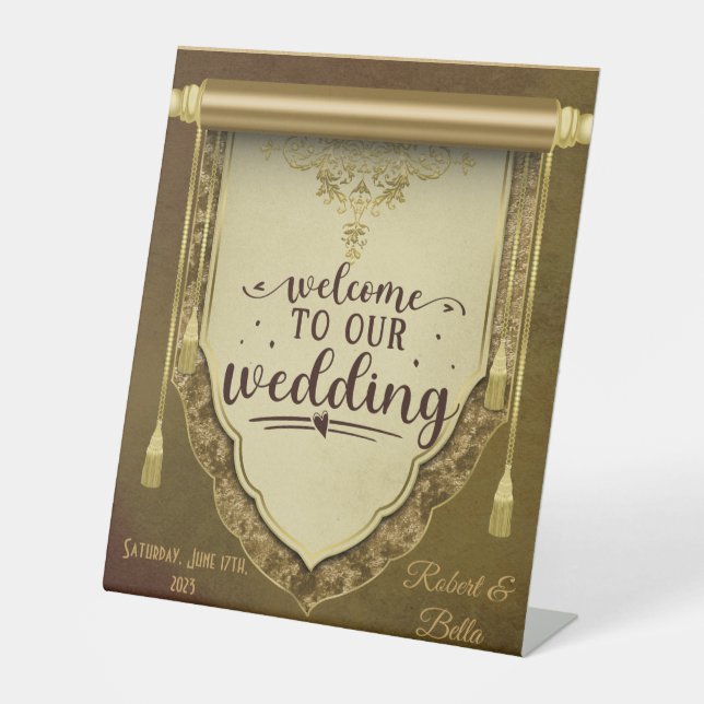 Expositor En L Personalizado Boda medieval elegante (Anverso)