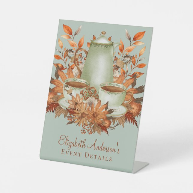 Expositor En L Personalizado Boho Terracotta Floral Sage Tea Part (Anverso)