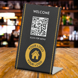 Expositor En L Personalizado Código QR Logo Textos Negocio modern