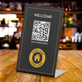 Expositor En L Personalizado Código QR Logo Textos Negocio modern