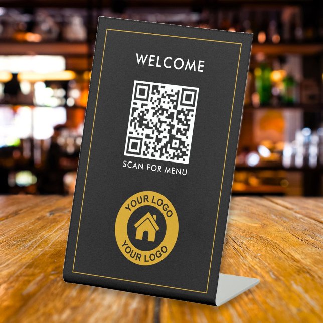 Expositor En L Personalizado Código QR Logo Textos Negocio modern (Subido por el creador)