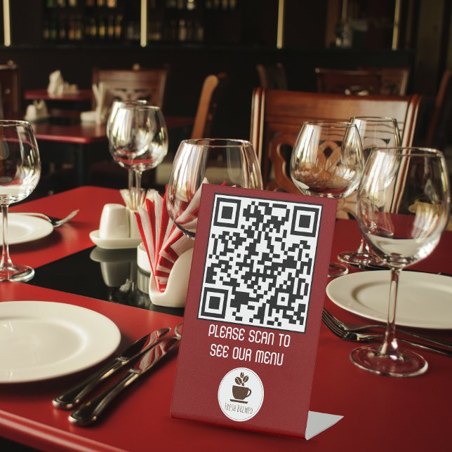 Expositor En L Personalizado Código QR Menú Rótulo Pedestal para  (Custom QR Code Menu Pedestal Sign for Restaurants)