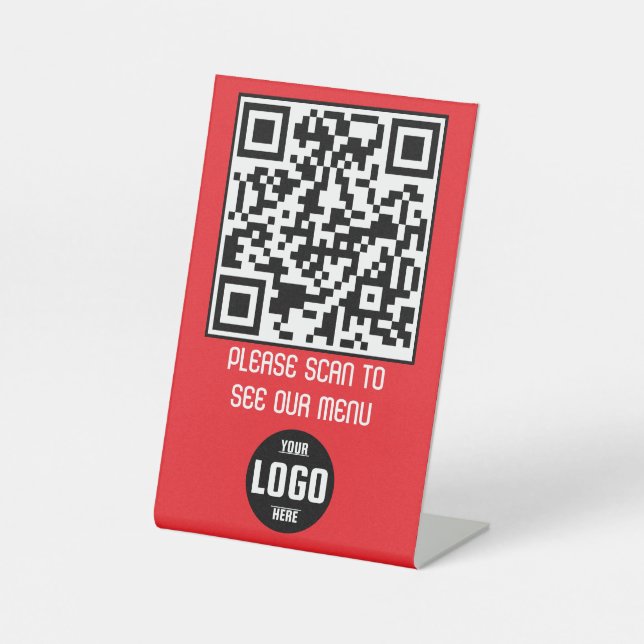 Expositor En L Personalizado Código QR Menú Rótulo Pedestal para  (Anverso)
