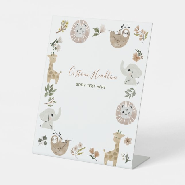 Expositor En L Personalizado de Baby Shower Cute Boho Safari Anam (Anverso)