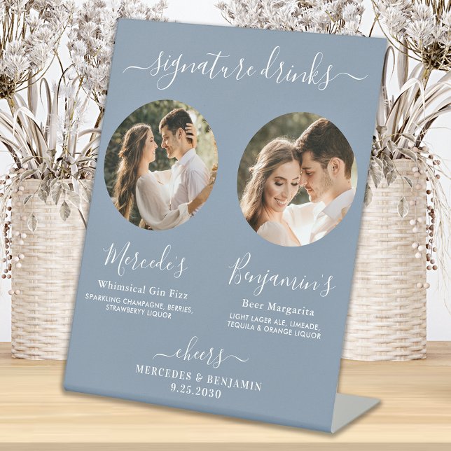 Expositor En L Personalizado de bebidas con firma Boda azul turbi (Subido por el creador)