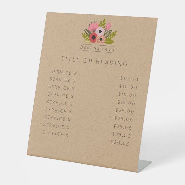 Expositor En L Personalizado de Bouquet Floral Mesa editable Rótu (Anverso)