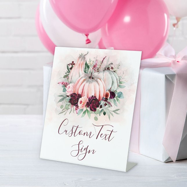 Expositor En L Personalizado de calabaza rosa Baby Shower Textos (Subido por el creador)