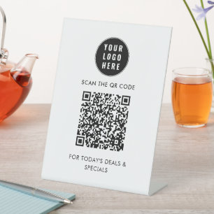 Expositor En L Personalizado de código QR moderno y logotipo come