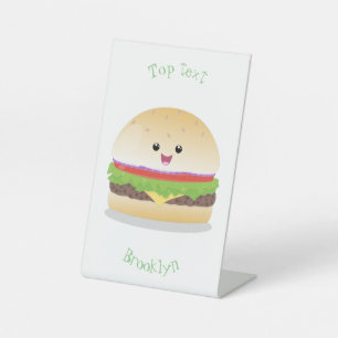 Expositor En L Personalizado de hamburguesa kawaii feliz