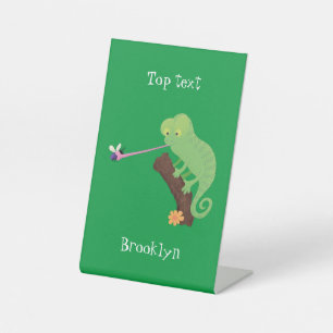 Expositor En L Personalizado de lagarto de camaleón verde lindo