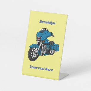 Expositor En L Personalizado de moto azul feliz