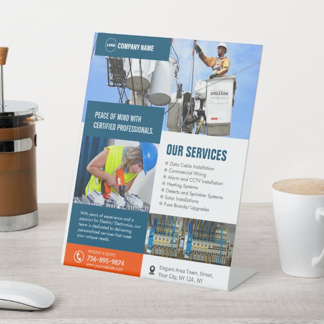 Expositor En L Personalizado de Servicios de Contratista Eléctric (In Situ)