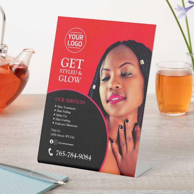 Expositor En L Personalizado de Servicios de Salon Rótulo Pedesta (In Situ)