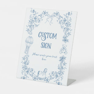 Expositor En L Personalizado Dusty Blue Vintage Floral Shower