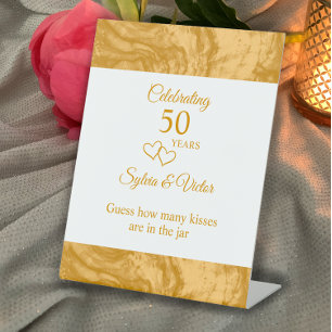 Expositor En L Personalizado Elegante Simple Oro 50 Aniversario F