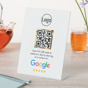 Expositor En L Personalizado Empresa Código QR Google Revisión Pe