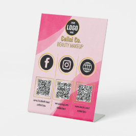 Expositor En L Personalizado Empresa Social Media QR Código Rótul