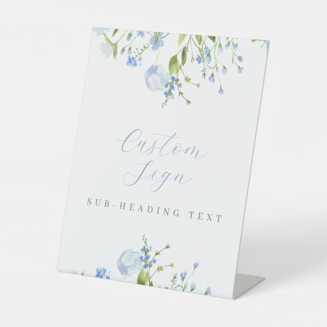 Expositor En L Personalizado Floral azul claro editable (Anverso)