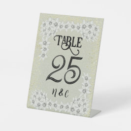 Expositor En L Personalizado floral dorado moderno Rótulo Pedesta